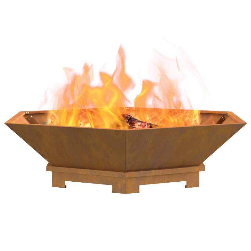 Feuerstelle sechseckig 100x100x28 cm Wetterfestes Stahl