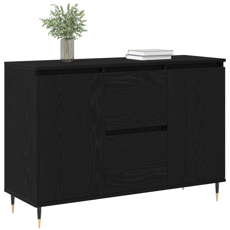 Sideboard mit Türen & Schubladen Schwarz Eiche 101,5x35x70 cm