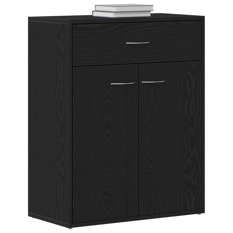Sideboard schwarz Eiche 60x30x75 cm Holzwerkstoff
