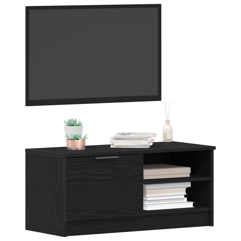 TV-Schrank 2 Stück Schwarz Eiche 80x35x36,5 cm Holzwerkstoff