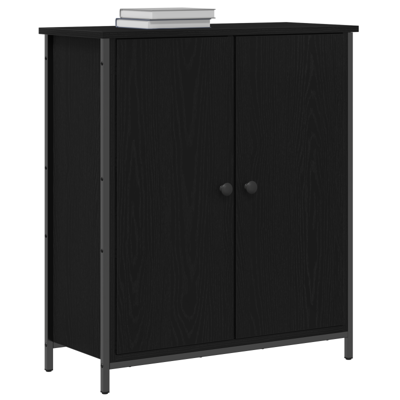 Sideboard Schwarze Eiche 70x30x80 cm Holzwerkstoff und Stahl