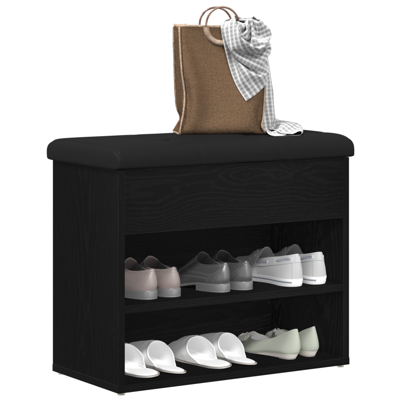 Aufbewahrungsbank Schwarz Eiche 60x30x48 cm Ingenie Holz