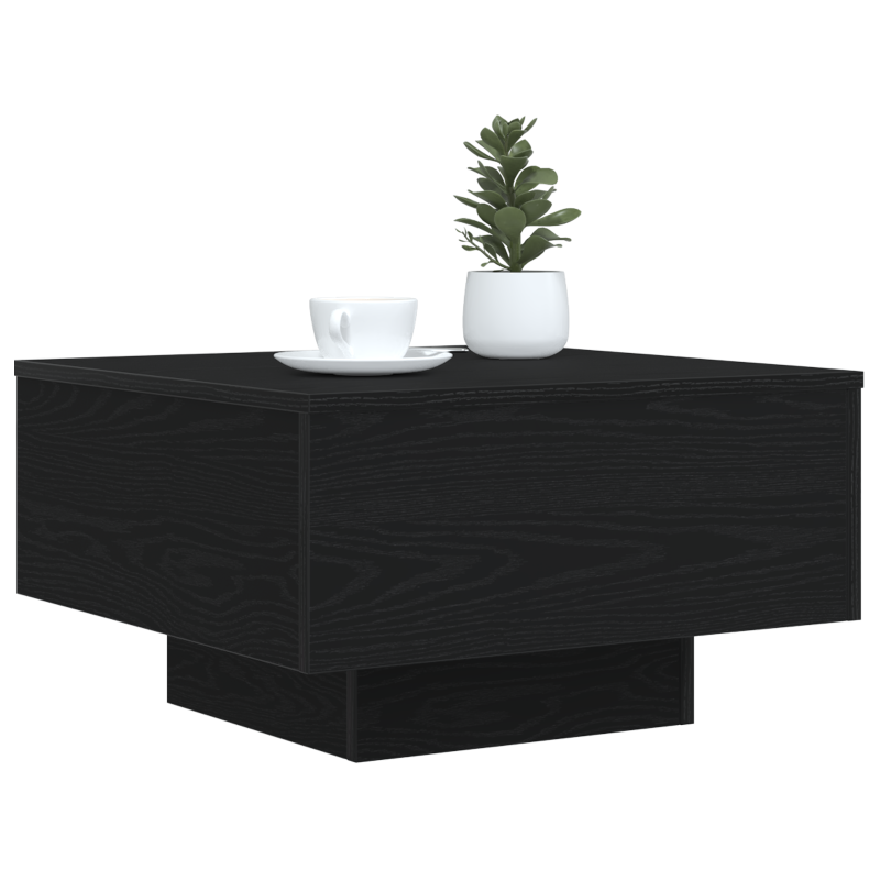 Couchtisch mit LED-Lichtern Schwarz Eiche 55x55x31 cm