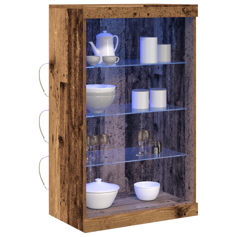 Sideboard mit LED-Lichtern Altes Holz 60,5x37x100 cm
