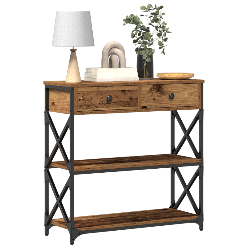 Konsolentisch Altholz 75x28x75 cm Holzwerkstoff und Stahl