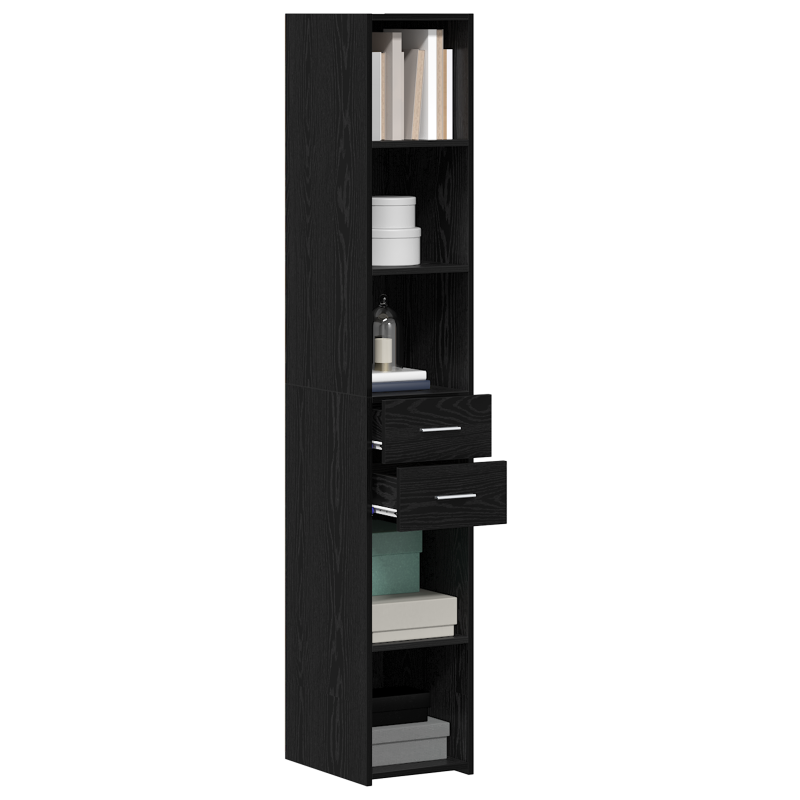 Highboard Schwarz Eiche 30x42,5x185 cm Holzwerkstoff