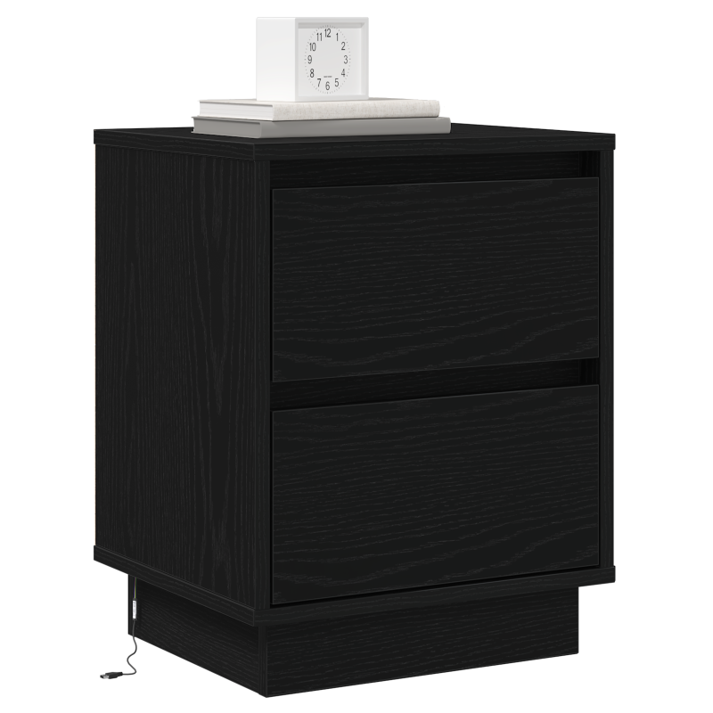 Nachttisch mit LED Lichtern Schwarz 39x34,5x50 cm