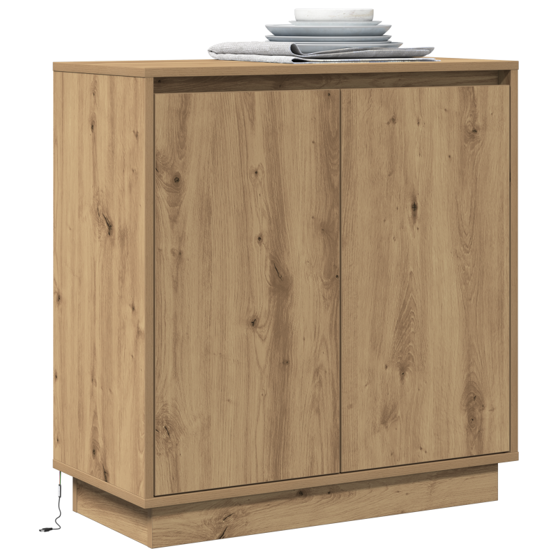 Sideboard mit LED in Artisan-Eiche, 71x34,5x75 cm aus Holzwerkstoff