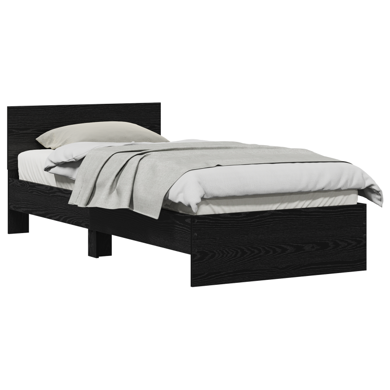 Bettgestell ohne Matratze mit Kopfteil Schwarzes Eichenholz 75x190 cm