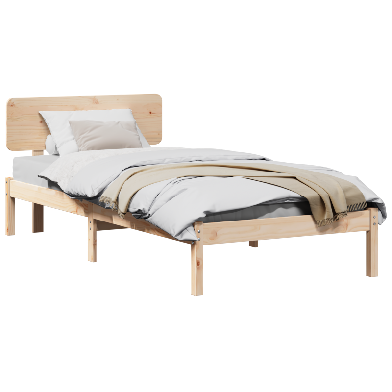 Bettgestell mit Kopfteil 90x190 cm Massivholz Kiefer