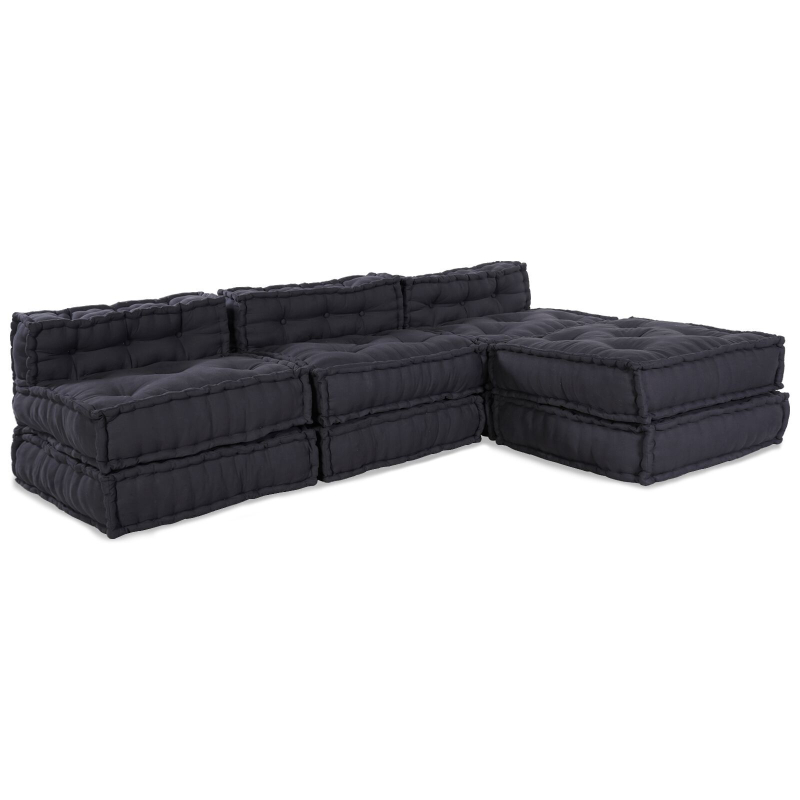 Modular Pouffes 4er Set in Anthrazit aus Stoff
