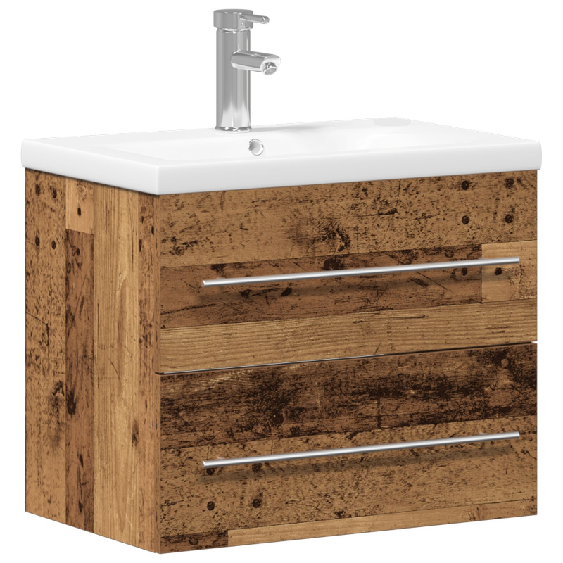 Badezimmerschrank mit integriertem Waschbecken Altholz