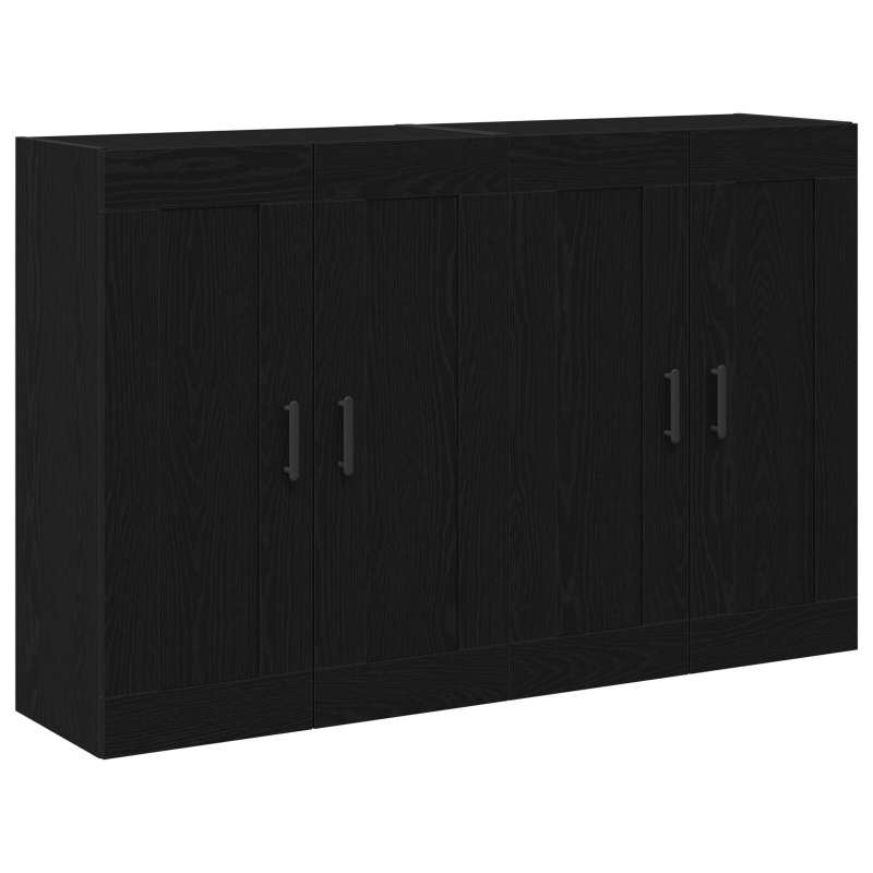 Wandmontierte Schränke 2 Stück Schwarz Eiche Furnierholz