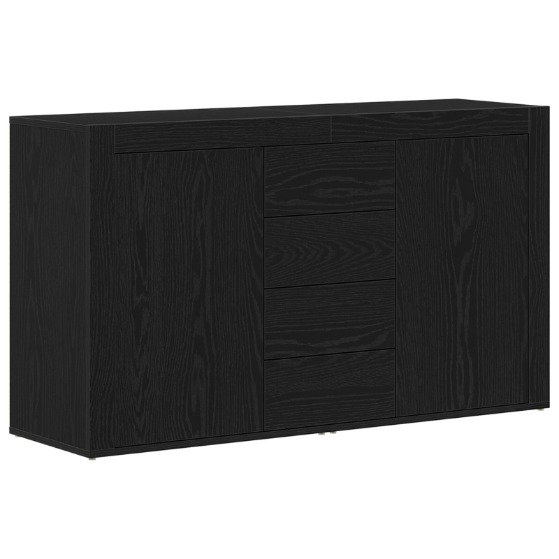 Sideboard Schwarz Eiche Fertigholz 120 x 36 x 69 cm Stauraum