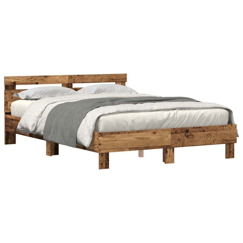 Holz Bettgestell Reclaimed Wood 140 x 190 cm Verstellbar