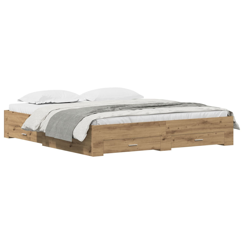 Bettgestell mit Schubläden Artisan Eiche 180x200 cm Holzwerkstoff