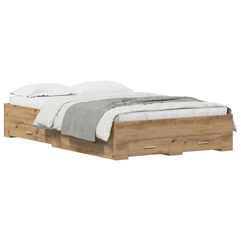 Bettgestell mit Schubladen Artisan Eiche 120x190 cm Engineering Holz