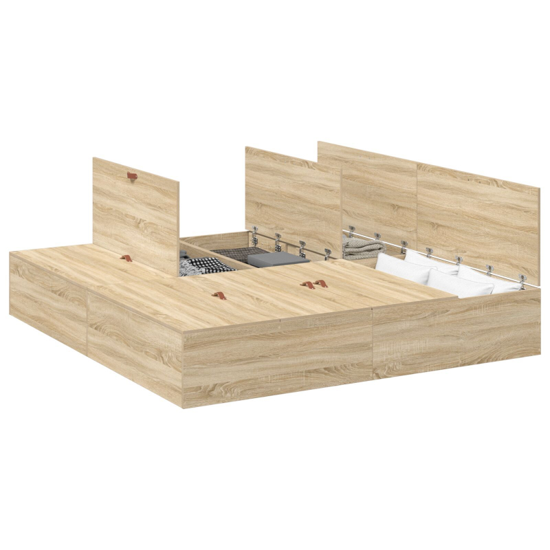 Stauraum-Bettgestell Sonoma Eiche 200x200 cm