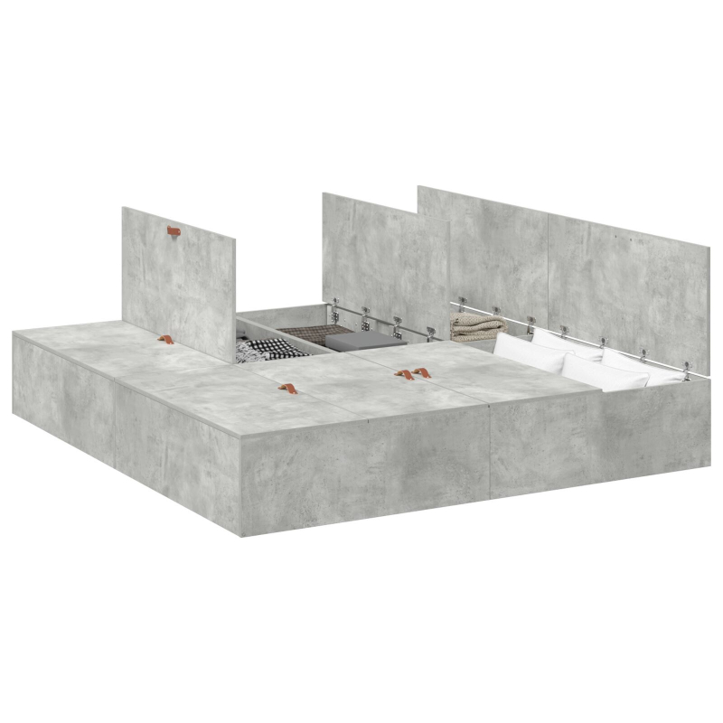 Stauraum Bettgestell Beton Grau 180x200 cm