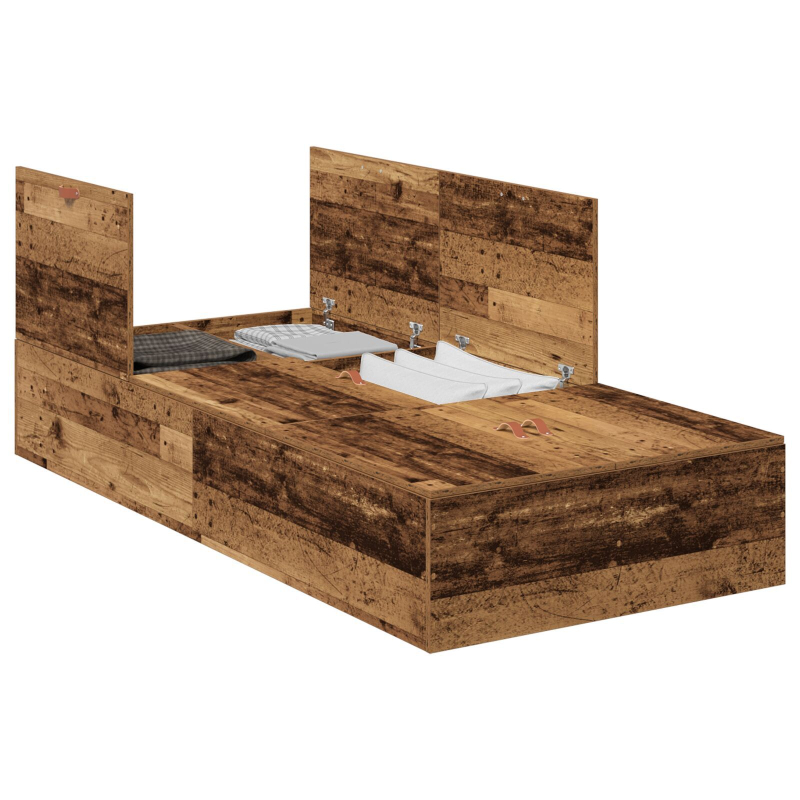 Stauraumbettgestell Altes Holz 75x190 cm engineered Holz