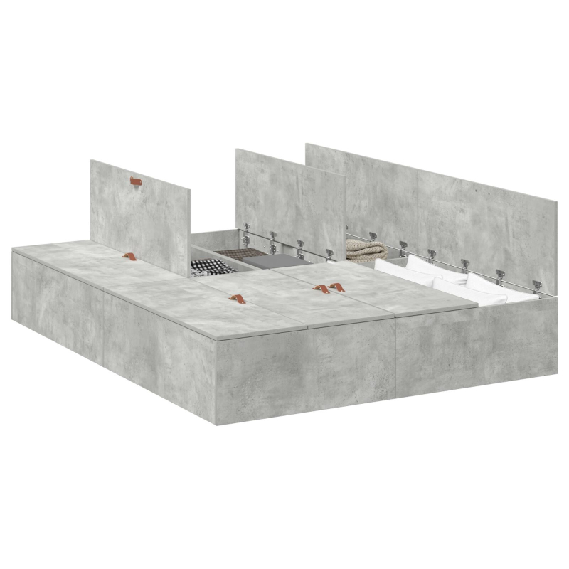 Stauraum Bettgestell Beton grau 135x190 cm