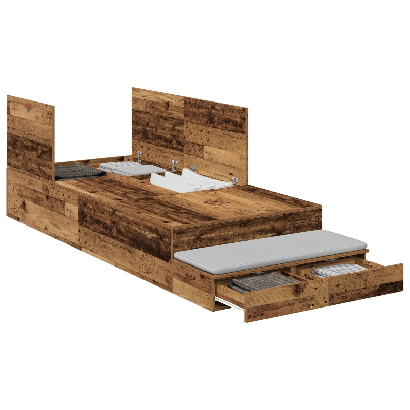 Stauraum Bettgestell Alte Holz 90x200 cm
