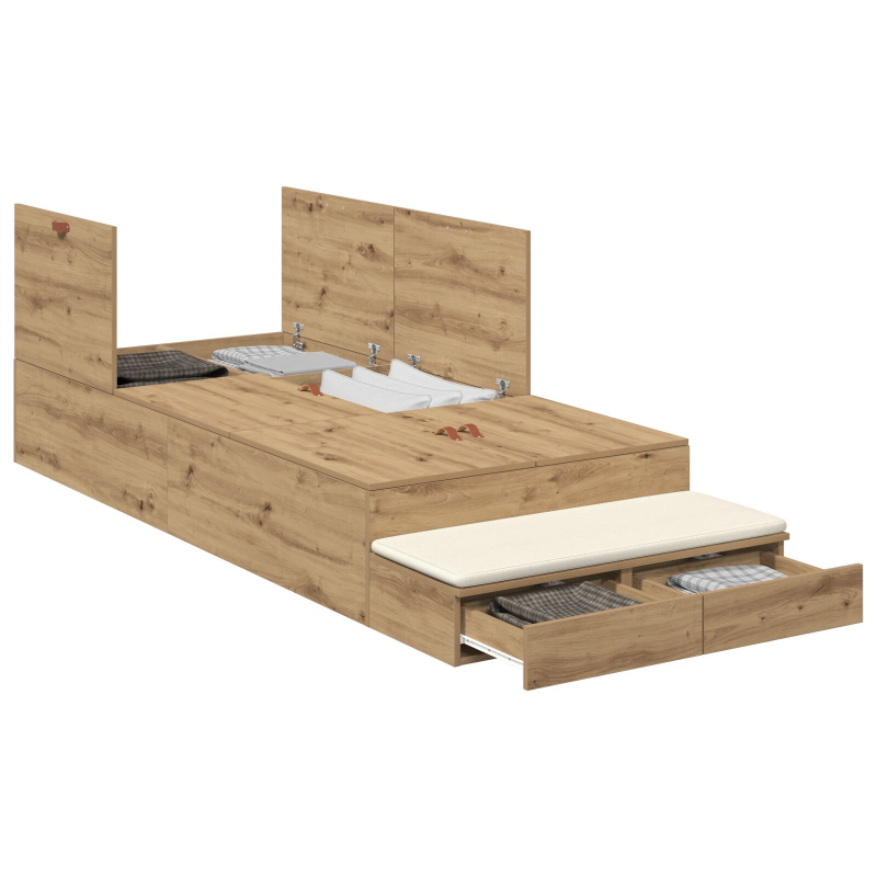 Bettgestell mit Stauraum Artisan Eiche 90x200 cm