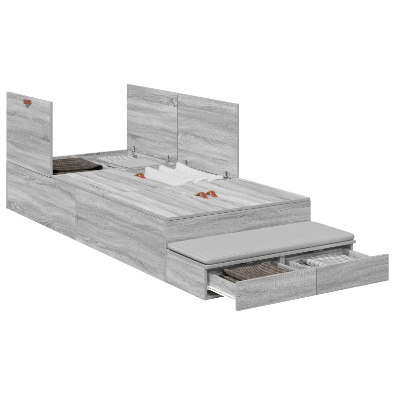 Stauraum Bettgestell Grau Sonoma 90x190 cm