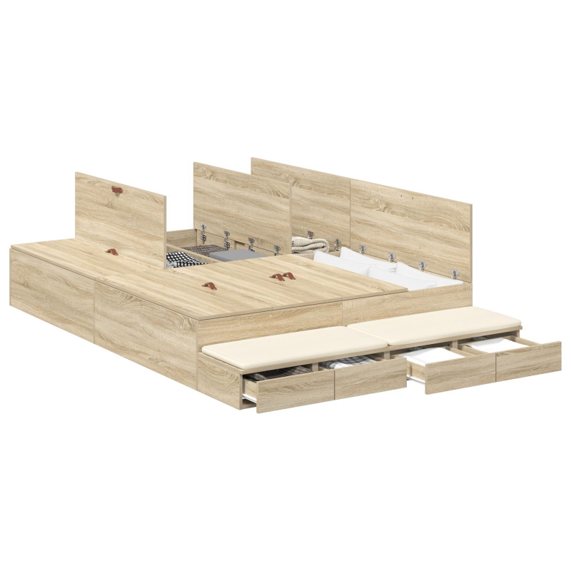 Bettgestell mit Stauraum Sonoma Eiche 140x190 cm