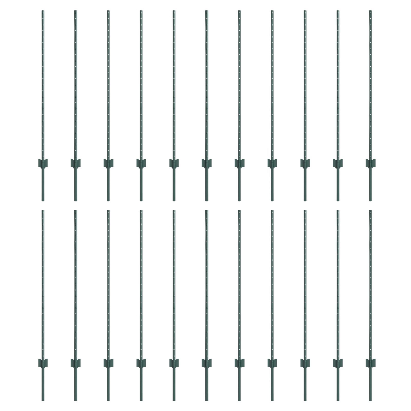 Zaunpfähle 22 Stück U-Kanal Grün 160 cm Stahl