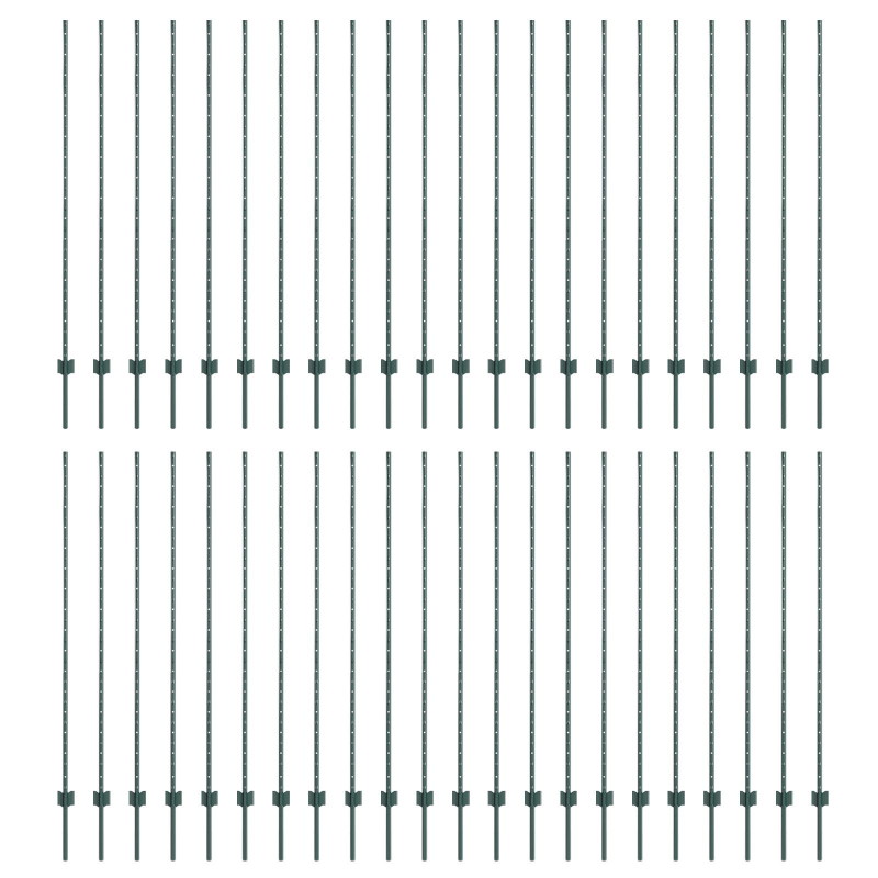 Zaunpfosten 44 pcs U-Kanal Grün 200 cm Stahl
