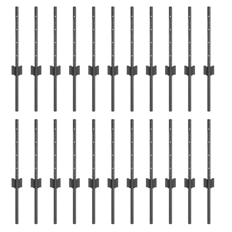 Zaunpfosten 22 stk U-Profil Grau 80 cm Stahl
