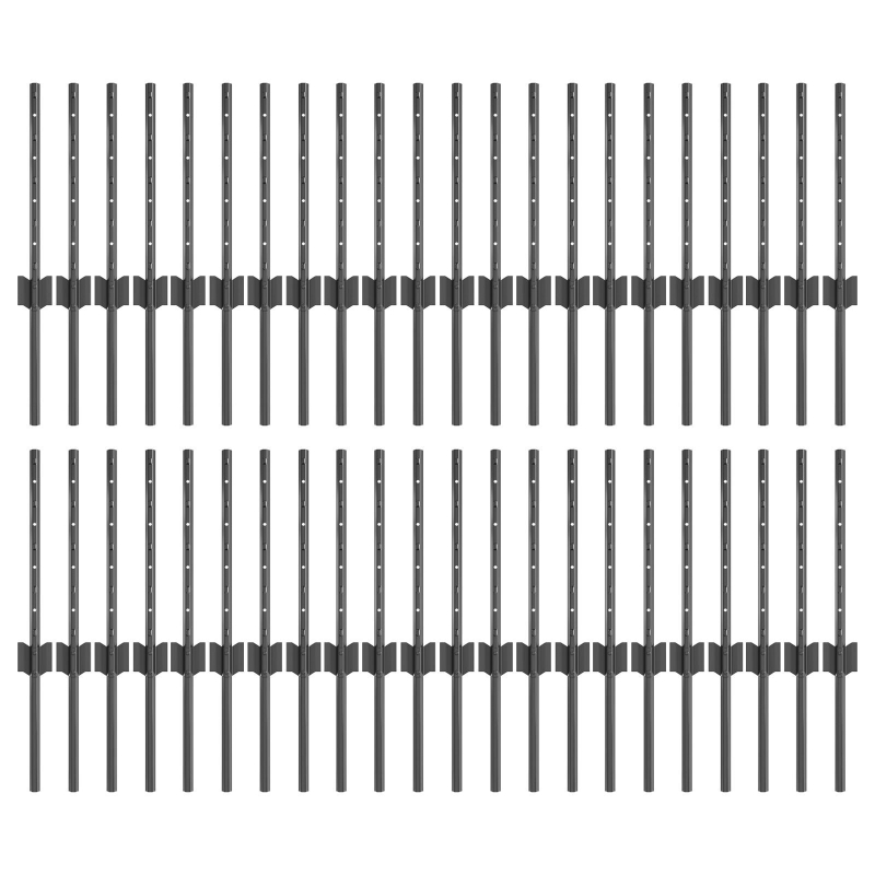 Zaunpfosten 44 Stück U-Kanal Grau 80 cm Stahl