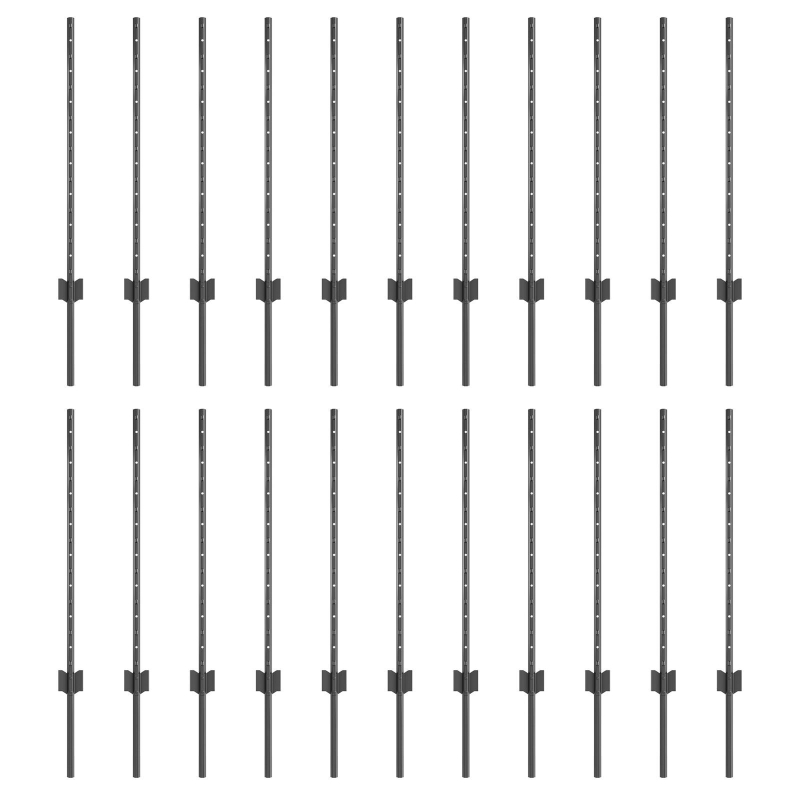 Zaunpfosten 22 Stück U-Kanal Grau 120 cm Stahl