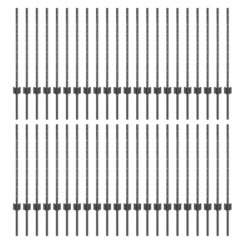 Zaunpfosten 44 Stück U-Kanal Grau 120 cm Stahl