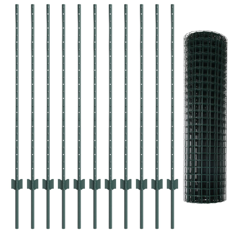 Gartenzaunset Set von 2 Grün PVC-beschichtetes Metall