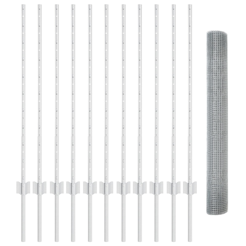 Hühnerdrahtzaun Set Set aus 2 Galvanisierter Stahl 25 x 1 m