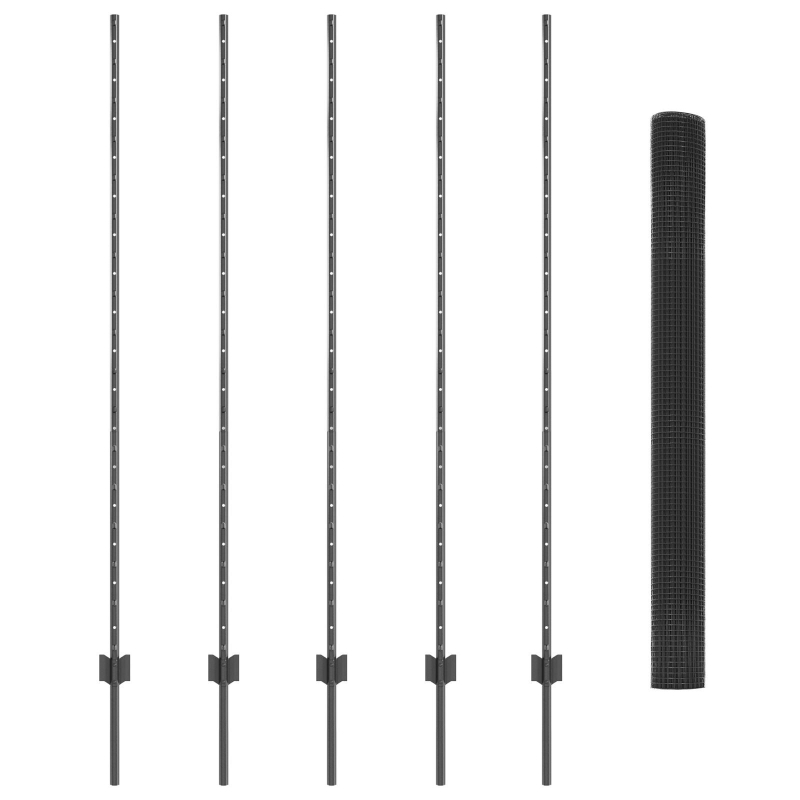Gartenzaun Set Set von 2 Grau Feuerverzinkter Stahl 10 x 1,5 m