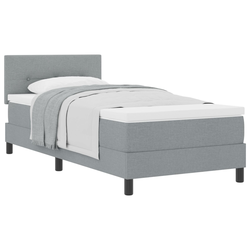Boxspringbett mit Matratze Lichtgrau 90x200 cm Stoff
