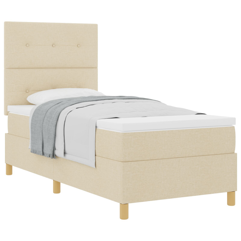 Boxspringbett mit Matratze Creme 80x200 cm Stoff