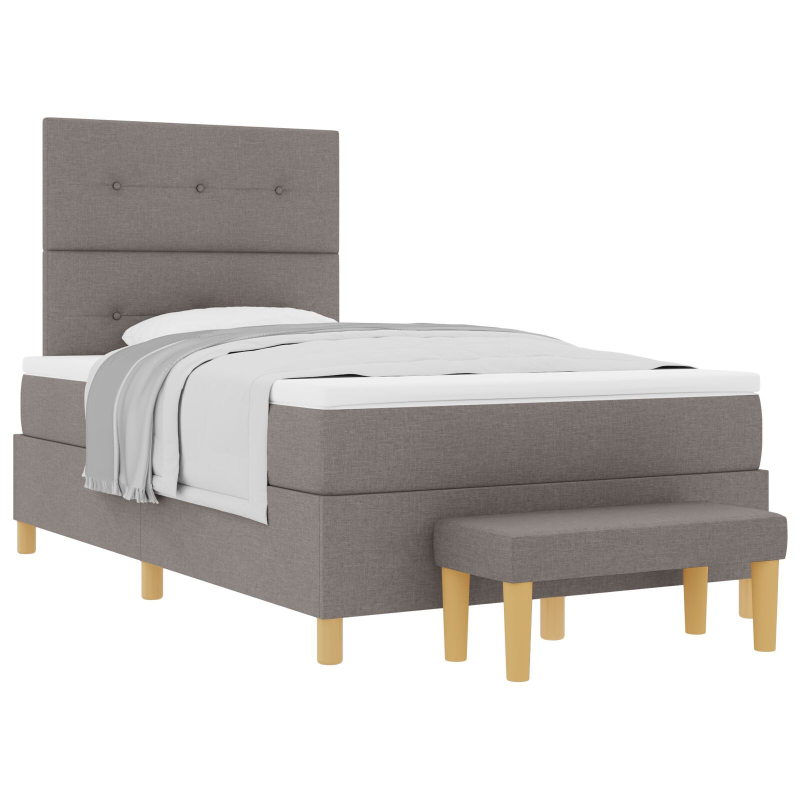 Boxspringbett mit Matratze & Bank Taupe 120x190 cm Stoff