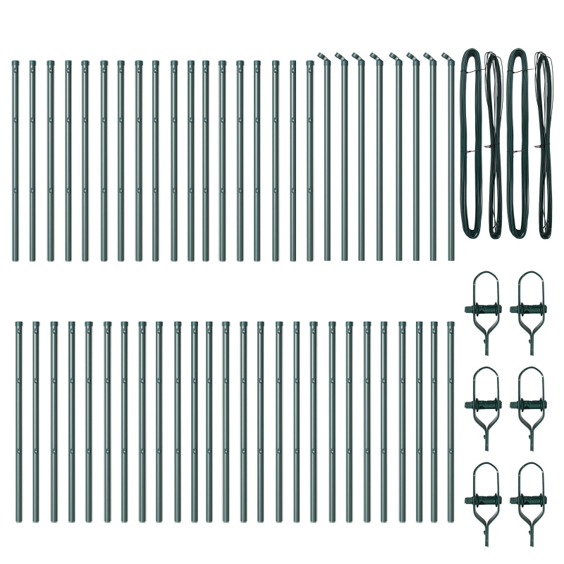 Zaunpfosten 52 Stück Grün Ø32 mm 100 cm Verzinkter Stahl