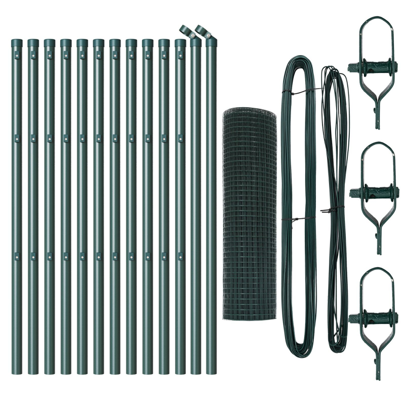 Grünes PVC-beschichtetes Zaunpfosten-Set 2er Set 25 x 0,5 m