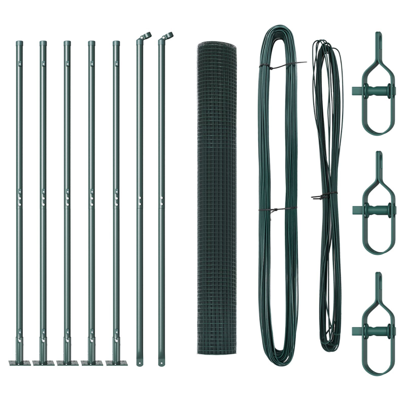 Zaunpfosten Set Set mit 2 Grün Metall mit Kunststoffbeschichtung