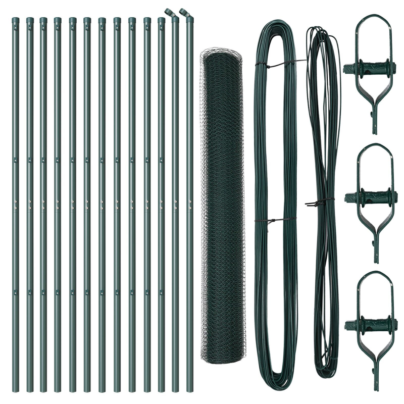 Zaunset Set von 2 Grün PVC-beschichteter Stahl 25 x 1,2 m