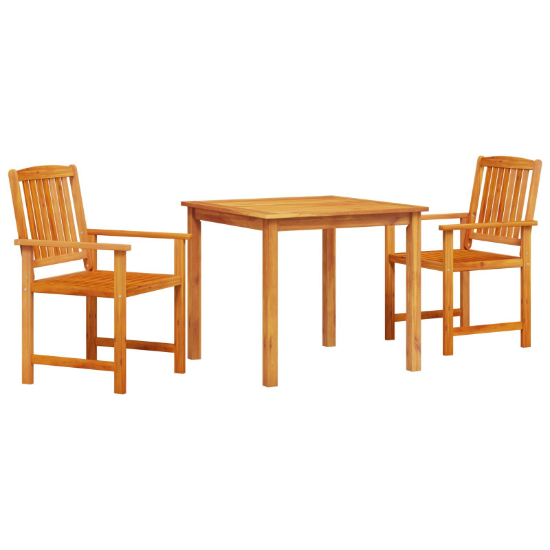 3-teiliges Garten-Esszimmer Set aus massivem Akazienholz
