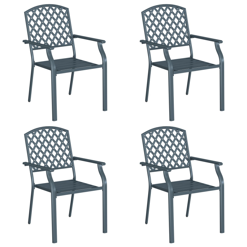 Gartenstühle 4er Set Stapelbar Anthrazit Stahl