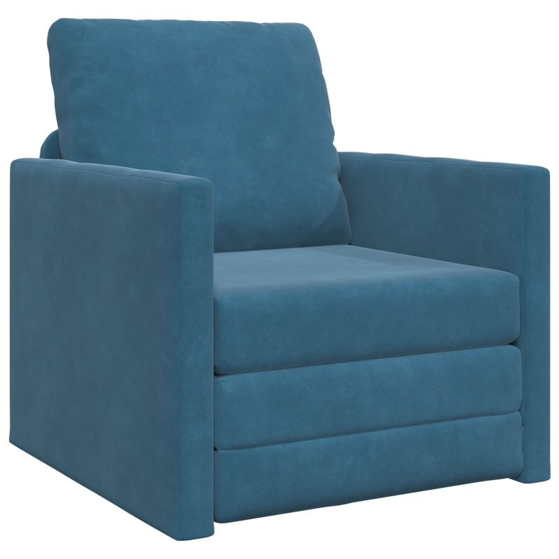 Fußboden Sofa Bett 2-in-1 Blau 74x77x81 cm Velours