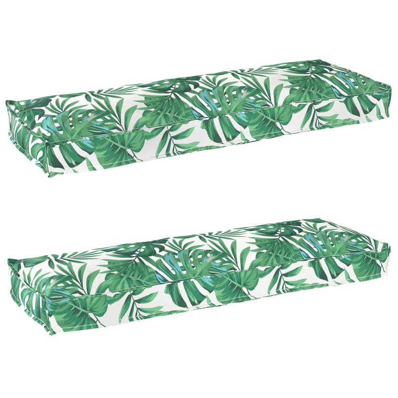 Palettenkissen für Bank 2 Stück Blattmuster 120x40x8 cm Oxford-Gewebe
