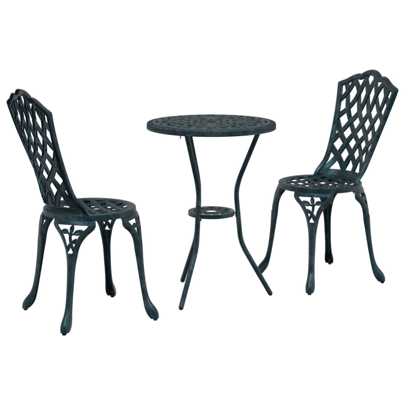 3-teiliges Garten Bistro Set Grün Gusseisen